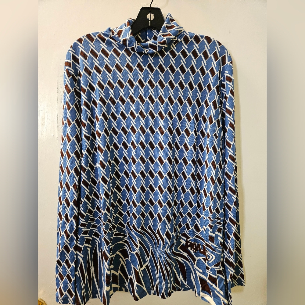 Blue Patterned Long Sleeve Top - Picture 5 of 8